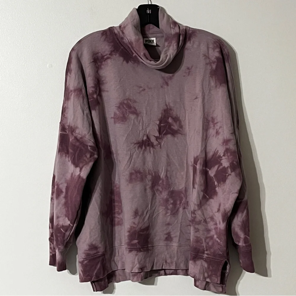 Victoria's Secret PINK Tie Dye Long Sleeve Cowl Neck Purple Sweatshirt